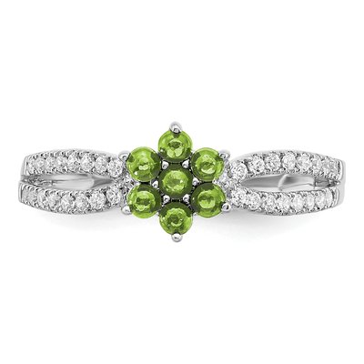14K White Gold 1/5 ct tw Peridot & Diamond Floral Ring – view 6