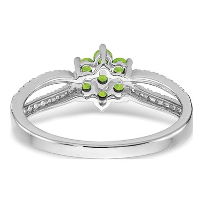 14K White Gold 1/5 ct tw Peridot & Diamond Floral Ring – view 7