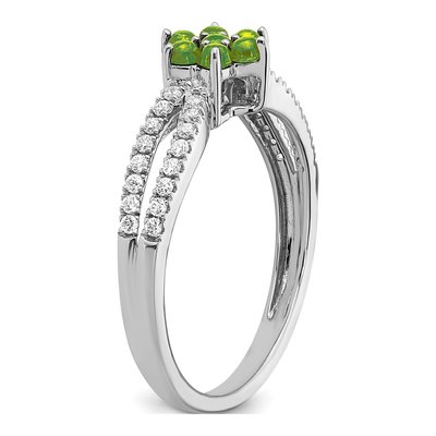 14K White Gold 1/5 ct tw Peridot & Diamond Floral Ring – view 8