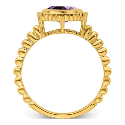 14K Yellow Gold Amethyst Cushion Bezel Ring – view 2