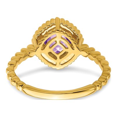 14K Yellow Gold Amethyst Cushion Bezel Ring – view 6