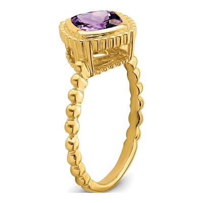 14K Yellow Gold Amethyst Cushion Bezel Ring – view 7