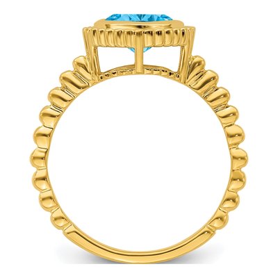 10K Yellow Gold Swiss Blue Topaz Cushion Ring – view 2