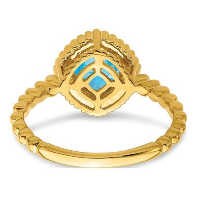 10K Yellow Gold Swiss Blue Topaz Cushion Ring – view 7