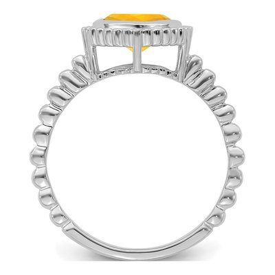 14K White Gold Citrine Cushion Bezel Ring – view 2