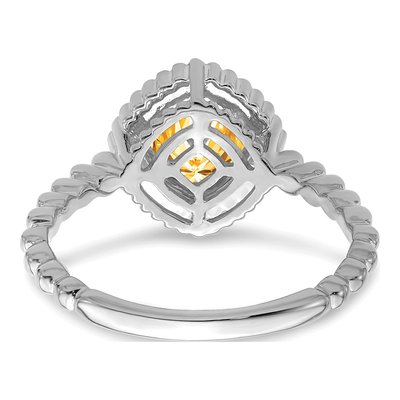 14K White Gold Citrine Cushion Bezel Ring – view 6