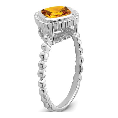 14K White Gold Citrine Cushion Bezel Ring – view 7