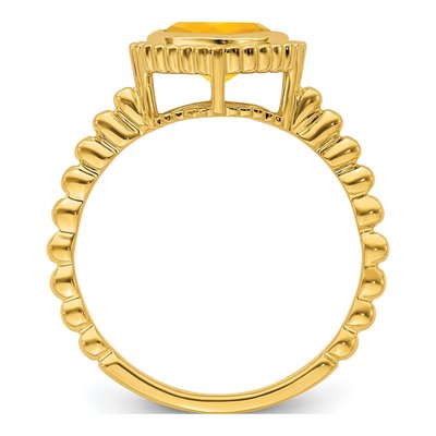 14K Yellow Gold Citrine Cushion Bezel Ring – view 3