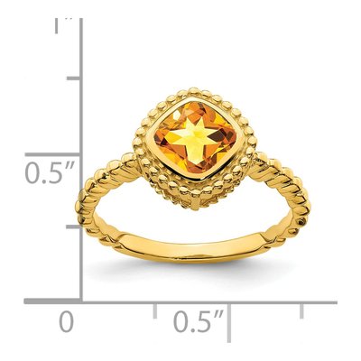 14K Yellow Gold Citrine Cushion Bezel Ring – view 4