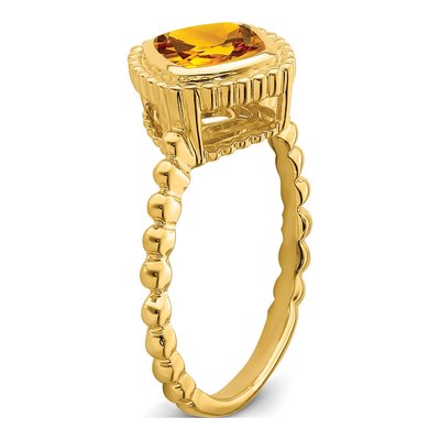14K Yellow Gold Citrine Cushion Bezel Ring – view 8