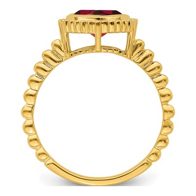 14K Yellow Gold Garnet Cushion Bezel Ring – view 2