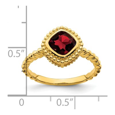 14K Yellow Gold Garnet Cushion Bezel Ring – view 3