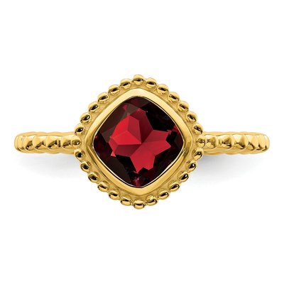 14K Yellow Gold Garnet Cushion Bezel Ring – view 5