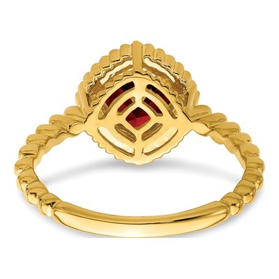 14K Yellow Gold Garnet Cushion Bezel Ring – view 6