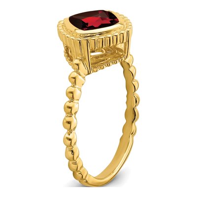 14K Yellow Gold Garnet Cushion Bezel Ring – view 7