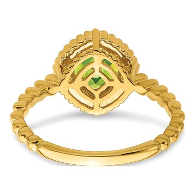 10K Yellow Gold Peridot Cushion Ring – view 8