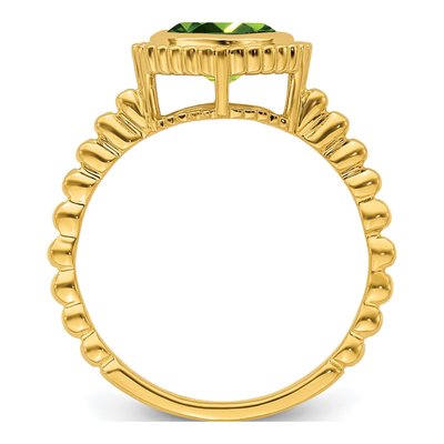 14K Yellow Gold Peridot Cushion Bezel Ring – view 3