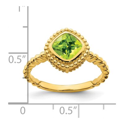 14K Yellow Gold Peridot Cushion Bezel Ring – view 4