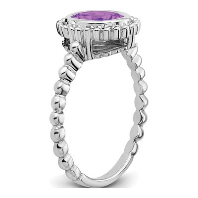 10K White Gold Amethyst Oval Ring – view 2