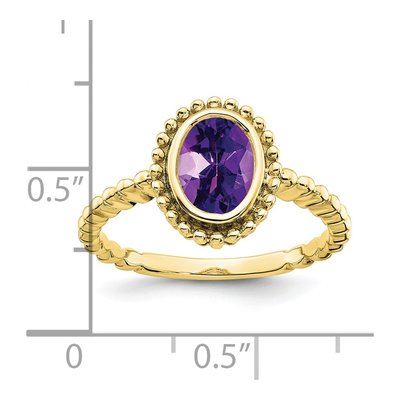 10K Yellow Gold Amethyst Oval Ring – view 3