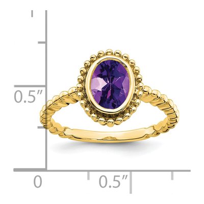 14K Yellow Gold Amethyst Oval Bezel Ring – view 3