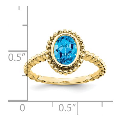 10K Yellow Gold Swiss Blue Topaz Oval Ring – view 3