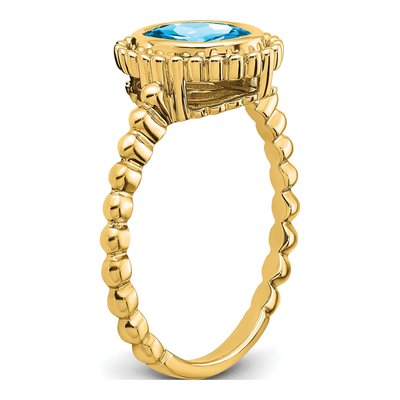 14K Yellow Gold Swiss Blue Topaz Oval Bezel Ring – view 4