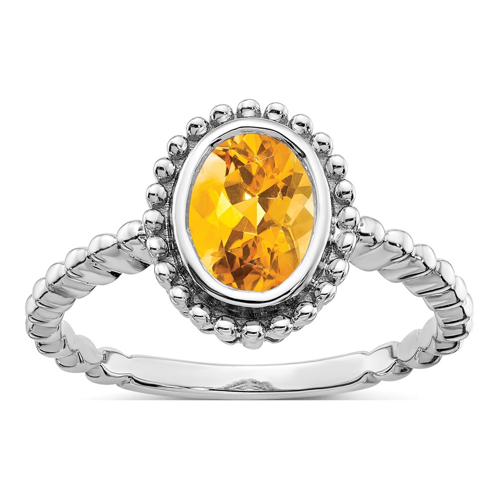 10K White Gold Citrine Oval Ring
