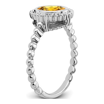 14K White Gold Citrine Oval Bezel Ring – view 4