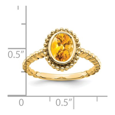 14K Yellow Gold Citrine Oval Bezel Ring – view 2