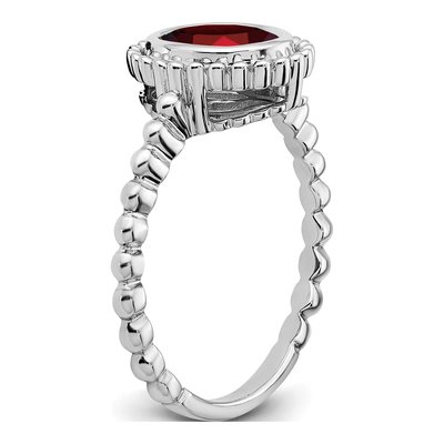 10K White Gold Garnet Oval Ring – view 2