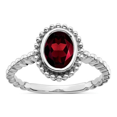 10K White Gold Garnet Oval Ring
