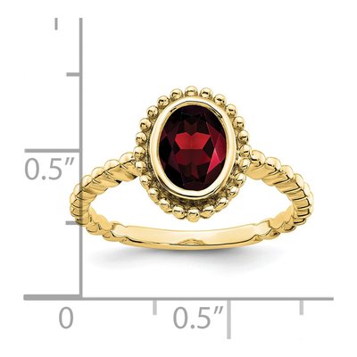 10K Yellow Gold Garnet Oval Ring – view 3
