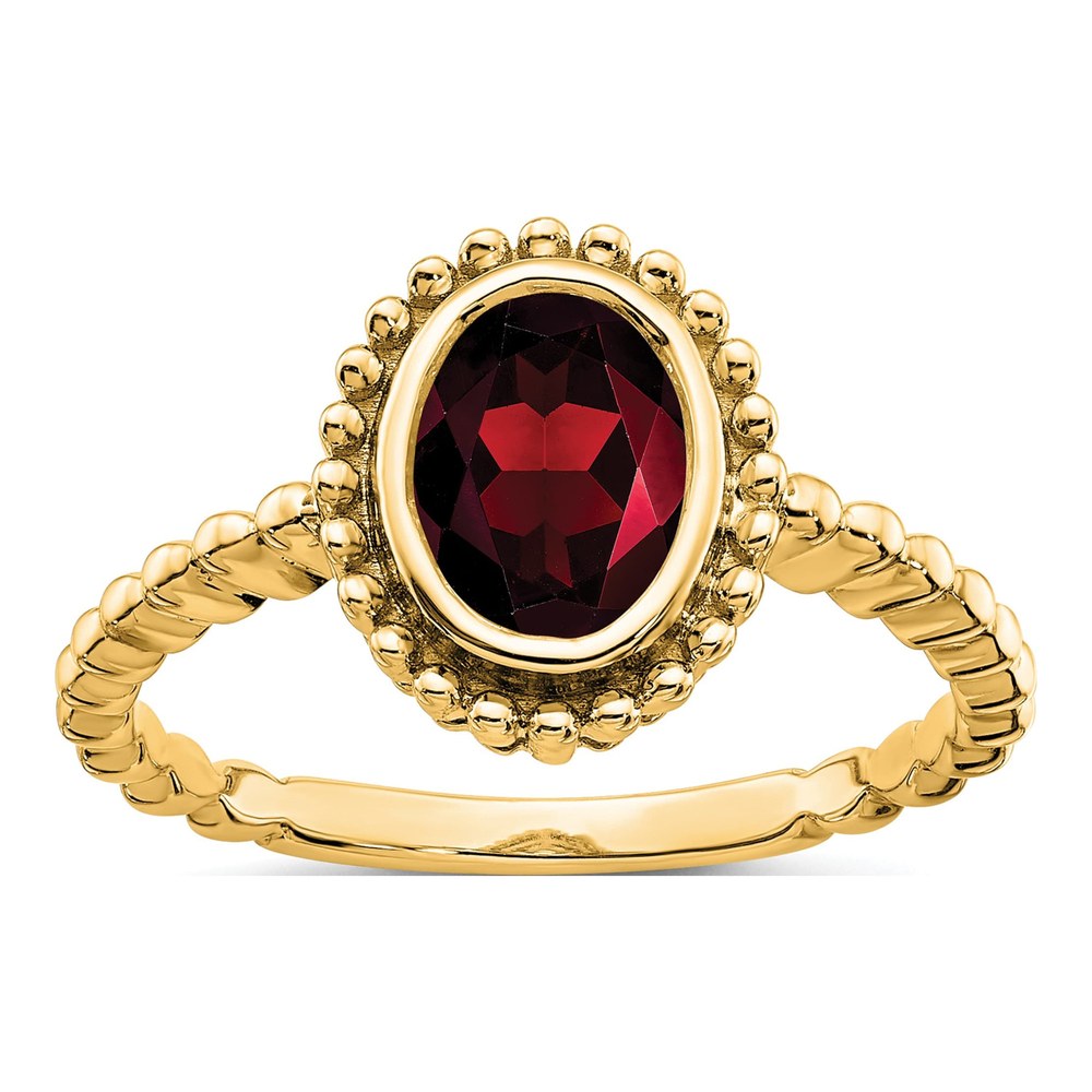10K Yellow Gold Garnet Oval Ring