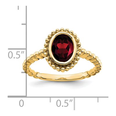 14K Yellow Gold Garnet Oval Bezel Ring – view 2