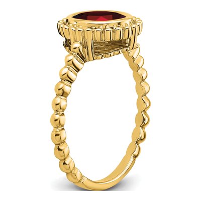 14K Yellow Gold Garnet Oval Bezel Ring – view 3