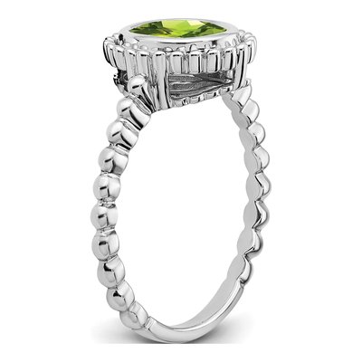 10K White Gold Peridot Oval Ring – view 3