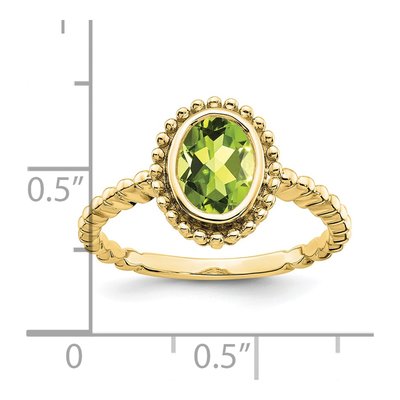 10K Yellow Gold Peridot Oval Ring – view 3