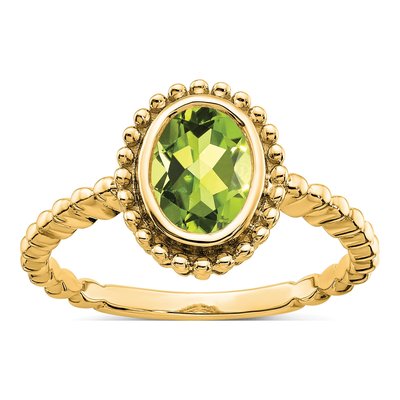 10K Yellow Gold Peridot Oval Ring