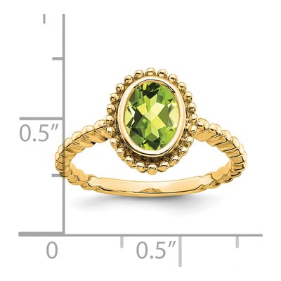 14K Yellow Gold Peridot Oval Bezel Ring – view 3