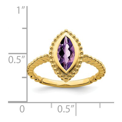 14K Yellow Gold Amethyst Marquise Bezel Ring – view 3