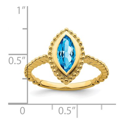 14K Yellow Gold Swiss Blue Topaz Marquise Ring – view 3