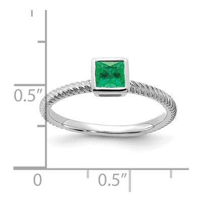 14K White Gold Emerald Bezel-Set Natural Ring – view 4