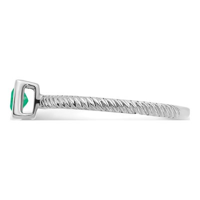 14K White Gold Emerald Bezel-Set Natural Ring – view 5