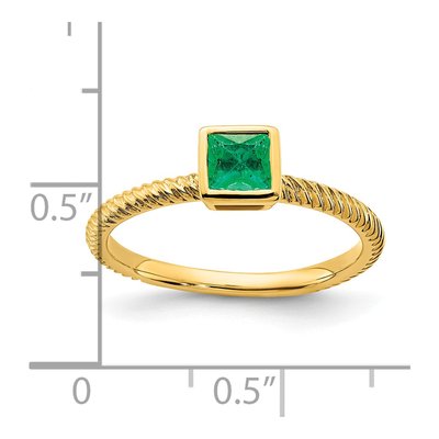 14K Yellow Gold Emerald Square Bezel Ring – view 3
