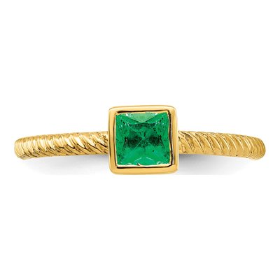 14K Yellow Gold Emerald Square Bezel Ring – view 5