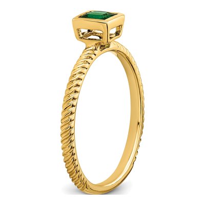 14K Yellow Gold Emerald Square Bezel Ring – view 7