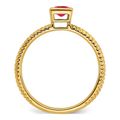 14K Yellow Gold Ruby Square Bezel Ring – view 2