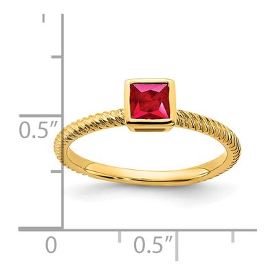 14K Yellow Gold Ruby Square Bezel Ring – view 3