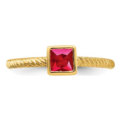 14K Yellow Gold Ruby Square Bezel Ring – view 5